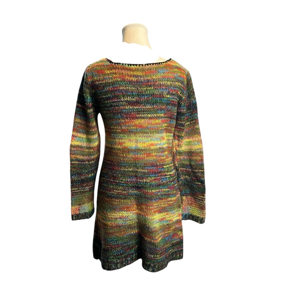 Y2K Multicolor Knit Sweater Dress • Boho Grunge Knit • Long Sleeve Dress - Picture 3 of 5
